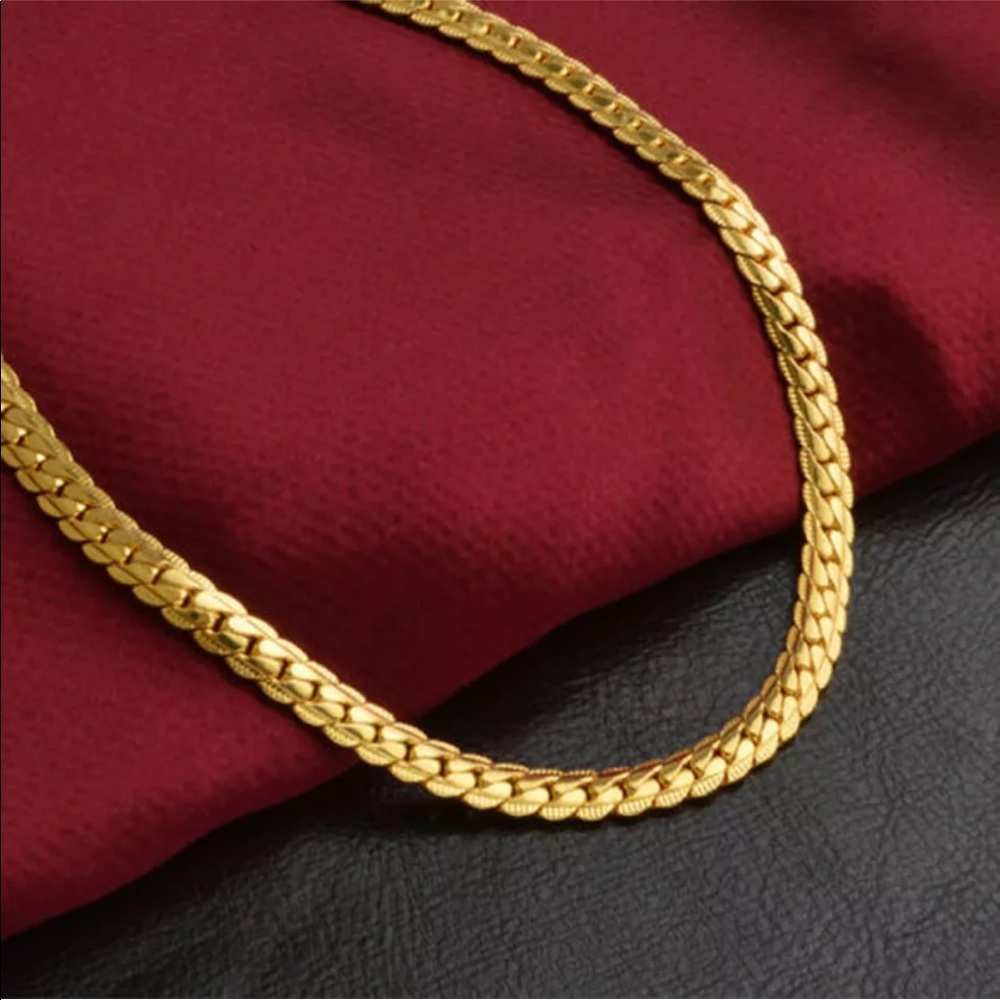 18K GOLD ELECTROPLATED FLAT SNAKE CHAIN